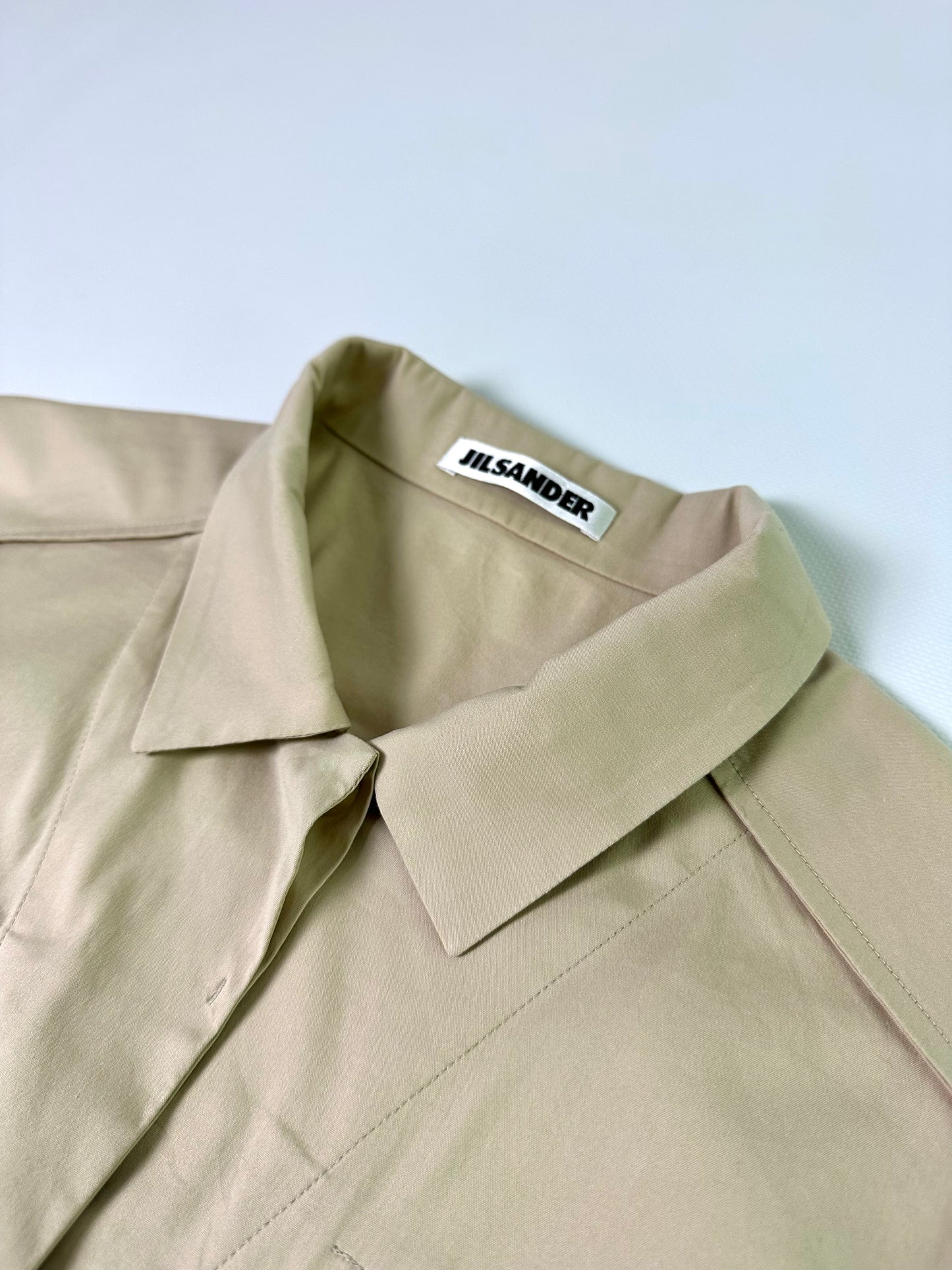 2000s Jil Sander Beige Cotton Shirt Dress
