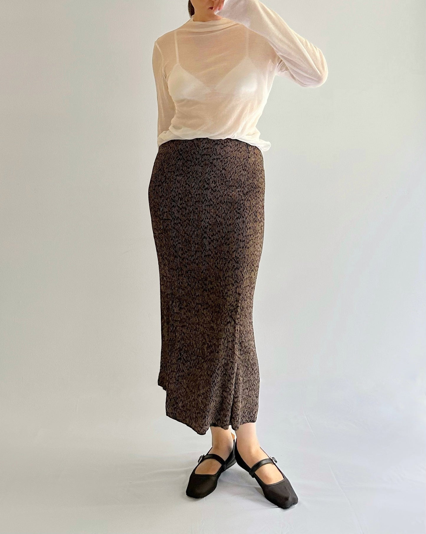90s Viscose Abstract Midi Skirt