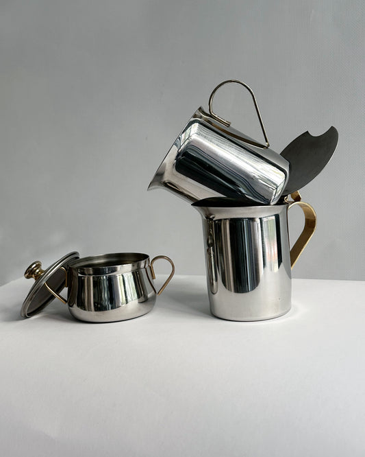 Vintage 1970s Stainless Steel Italian Coffee Set