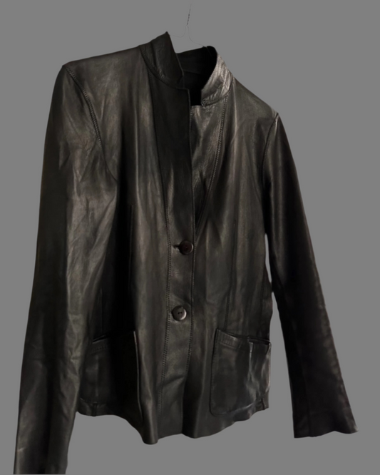 90s Black Double Faced Italian Leather Jacket