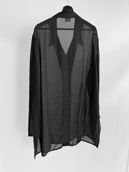 90s Dark Grey Sheer Maxi Shirt