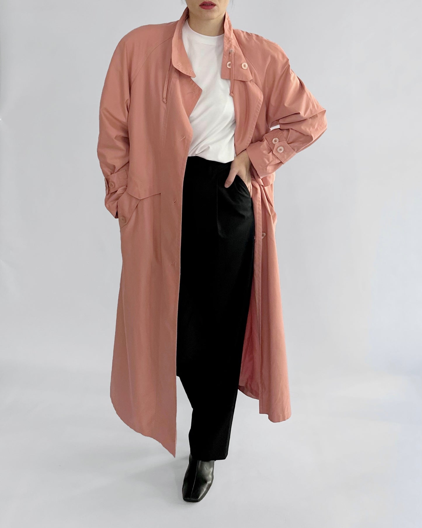 80s Dusty Rose Trench Coat