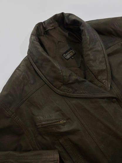 80s Distressed Brown Cowhide Leather Jacket