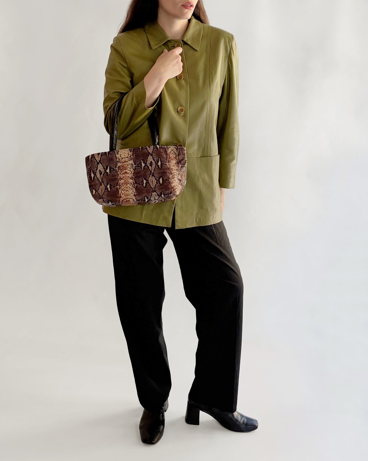 Vintage 1980s Snakeskin-Effect Handbag – Made in Italy