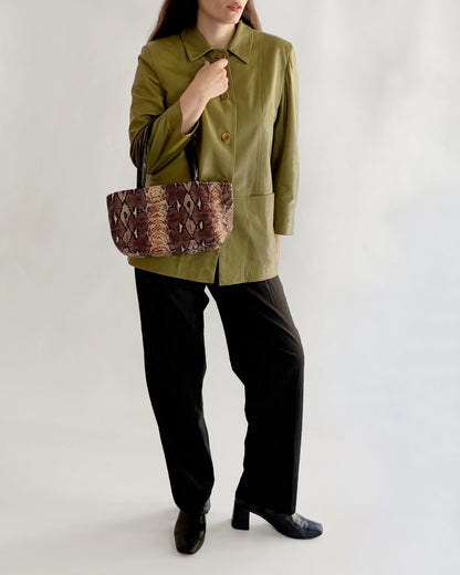 Vintage 1980s Snakeskin-Effect Handbag – Made in Italy