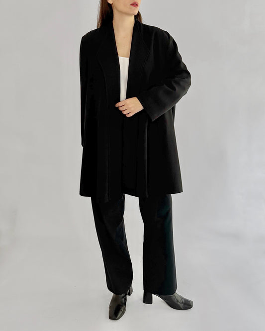 90s Black Virgin Wool Coat