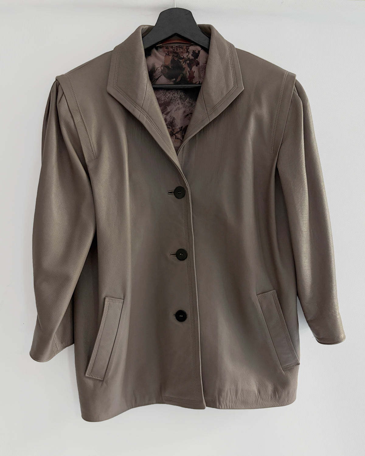 Vintage 1990s Taupe Sheepskin Leather Jacket