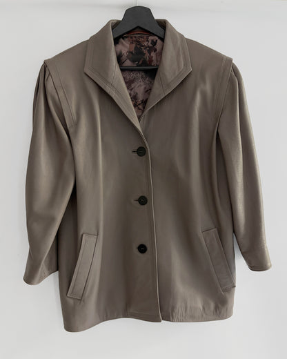 Vintage 1990s Taupe Sheepskin Leather Jacket