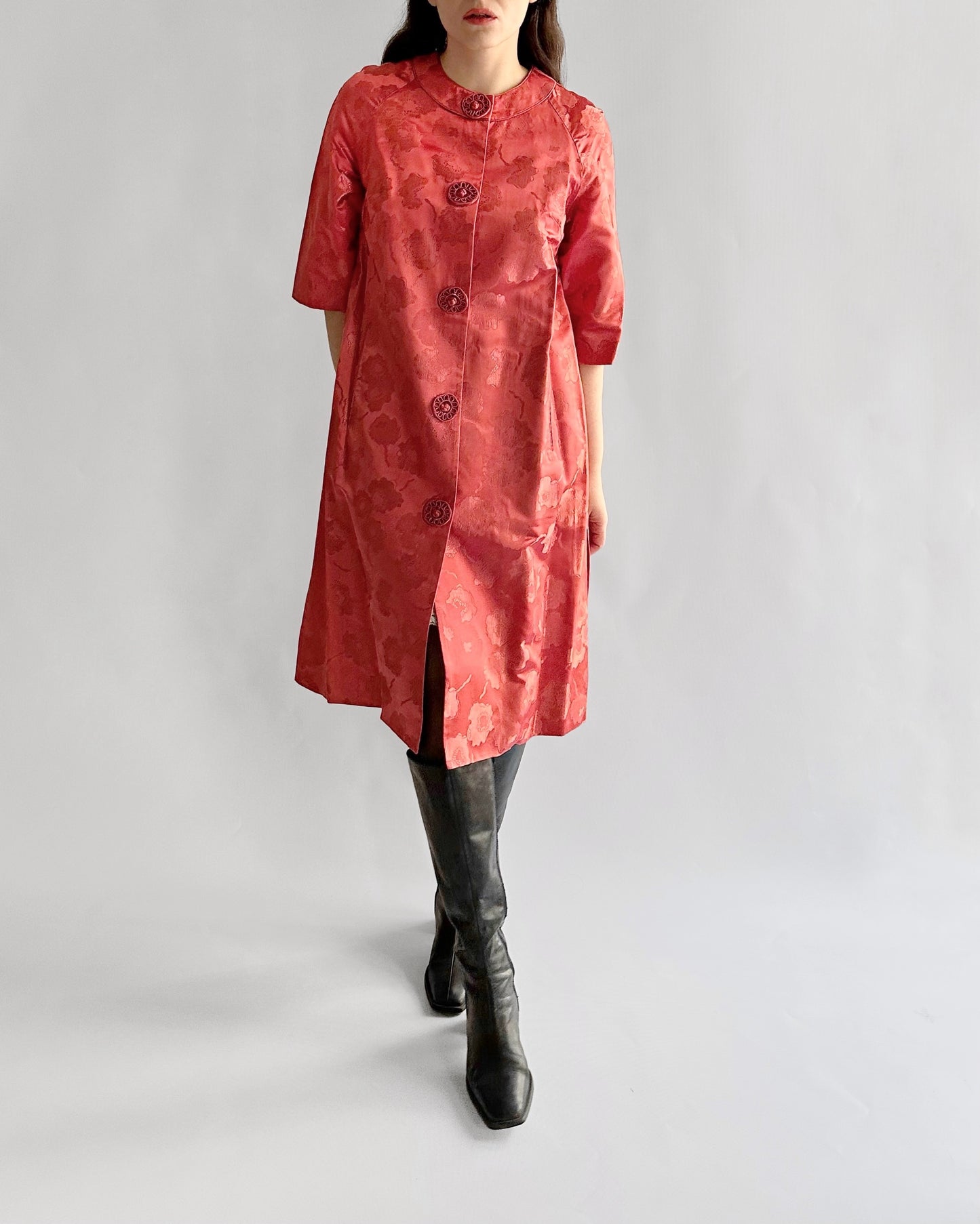 1960s Royal Lynne Silk Brocade Dress Coat