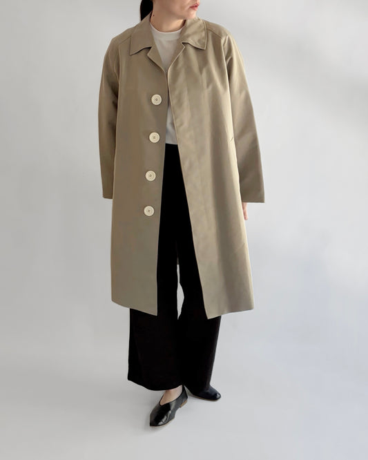Vintage 1970s Beige Minimal Trench Coat