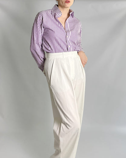 Etro Milano Purple and White Striped Cotton Shirt