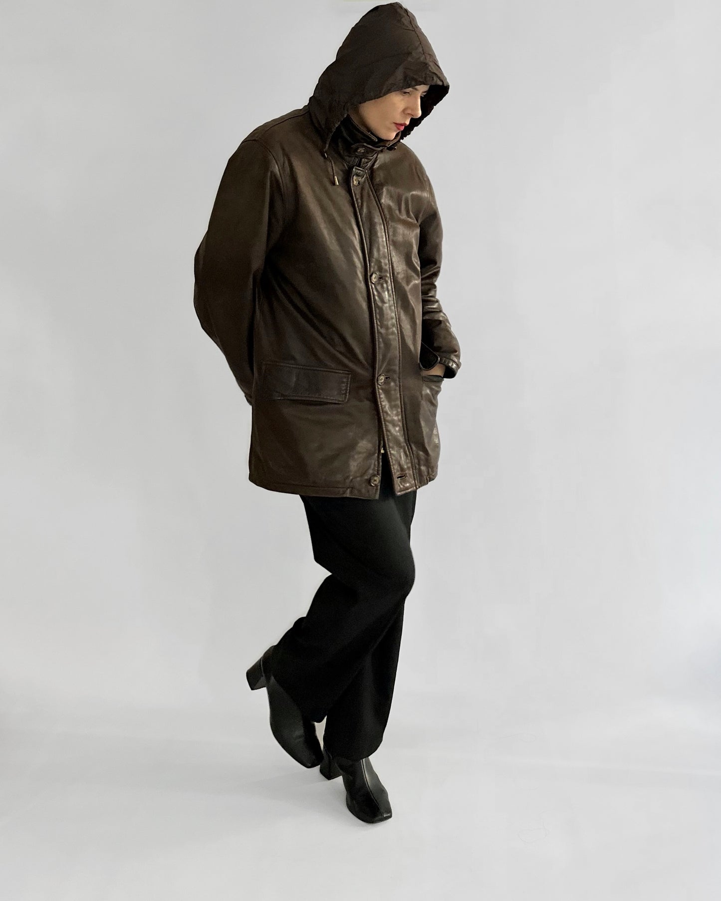 80s Brown Leather Barn Jacket