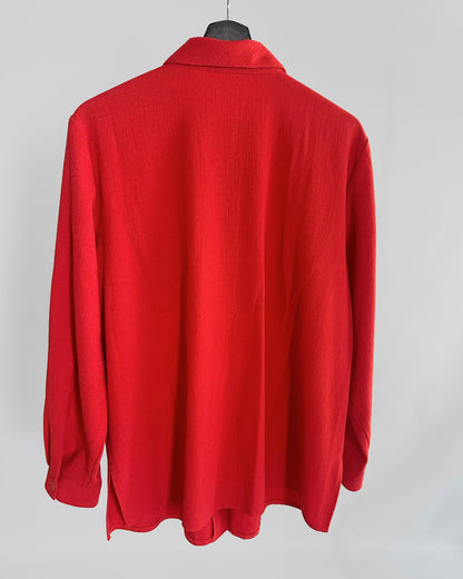 70s Textured Red Oversized Shirt