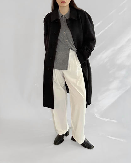 90s Gianfranco Ferré Charcoal Wool and Cashmere Coat