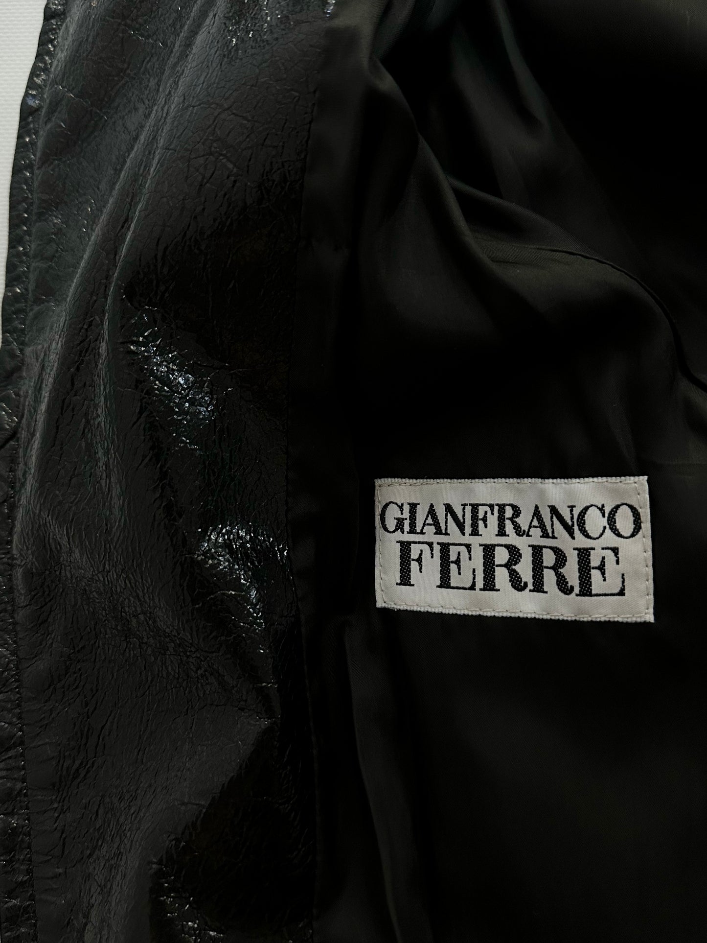 80s Gianfranco Ferré Black Patent Leather Coat