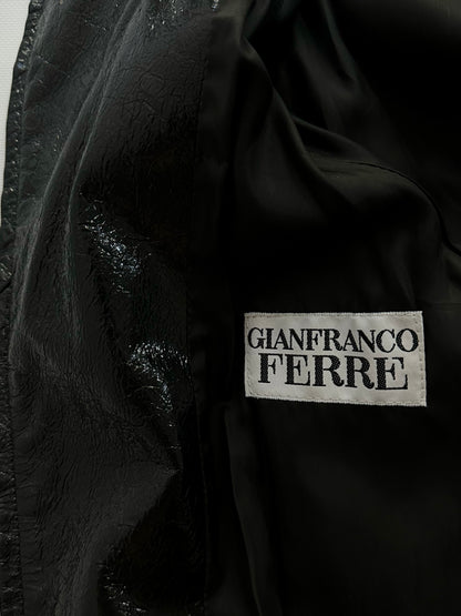 80s Gianfranco Ferré Black Patent Leather Coat