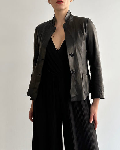 90s Black Double Faced Italian Leather Jacket