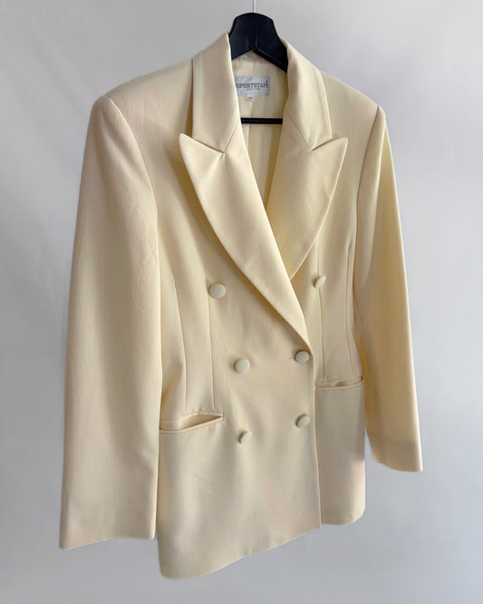 Vintage 1990s Cream Double Breasted Blazer - Made in Italy