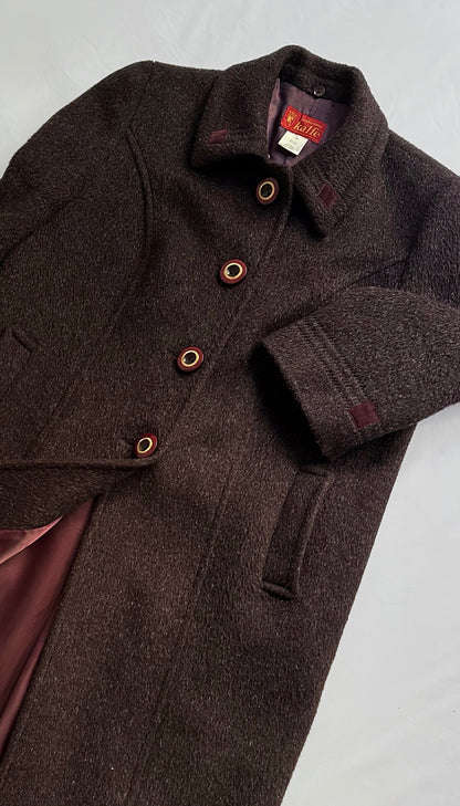80s Burgundy Llama Mohair Wool Coat
