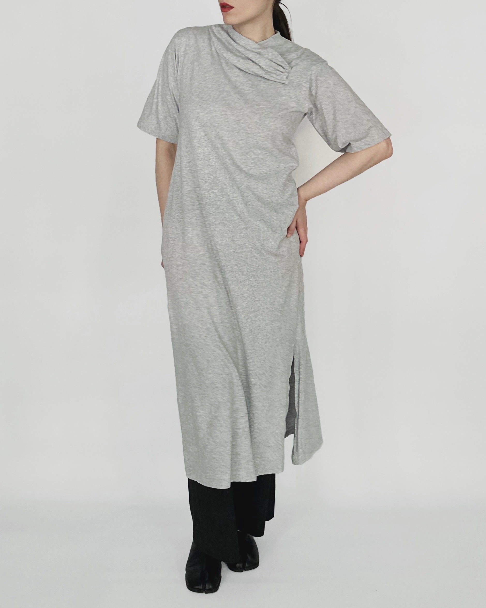 MM6 Maison Margiela Mlange Grey Cotton-Jersey Midi Dress Alba Vintage Studio MM6 Maison Margiela Mlange Grey Cotton-Jersey Midi Dress Alba Vintage Studio