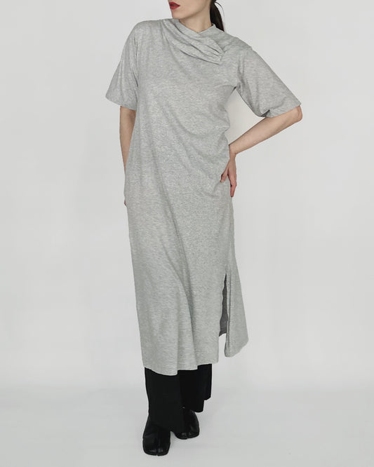 MM6 Maison Margiela Mélange Grey Cotton-Jersey Midi Dress