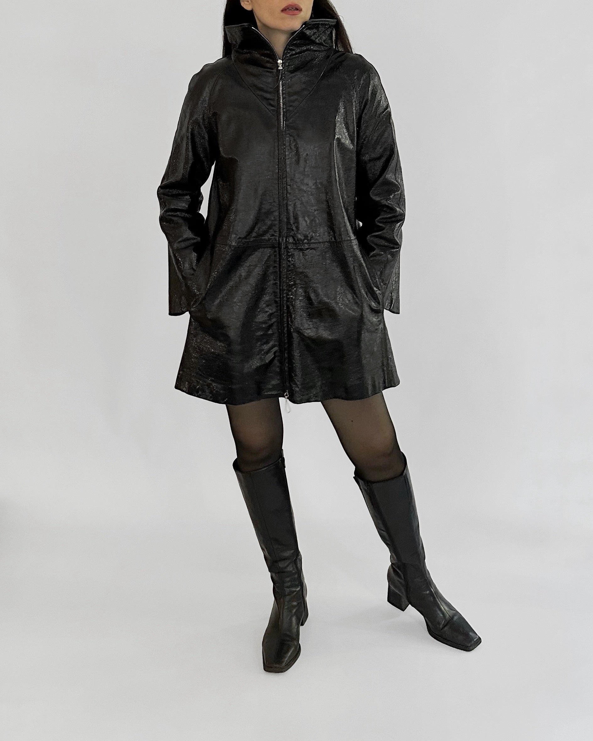 80s Gianfranco Ferré Black Patent Leather Coat – Alba Vintage Studio