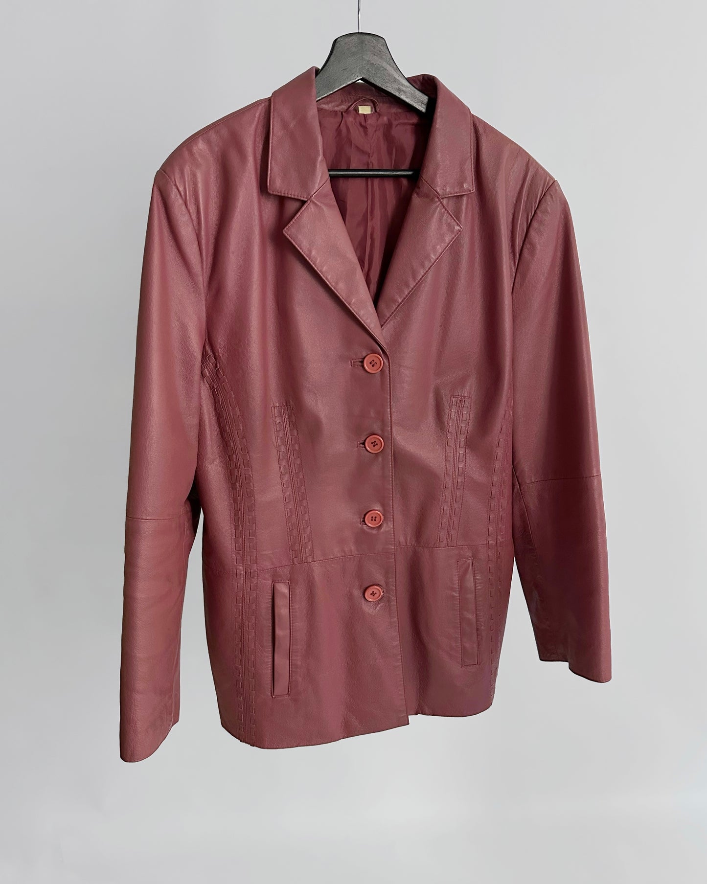 90s Rose-Cherry Leather Jacket
