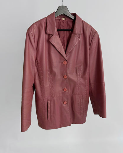90s Rose-Cherry Leather Jacket
