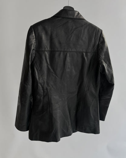 90s Black Leather Blazer