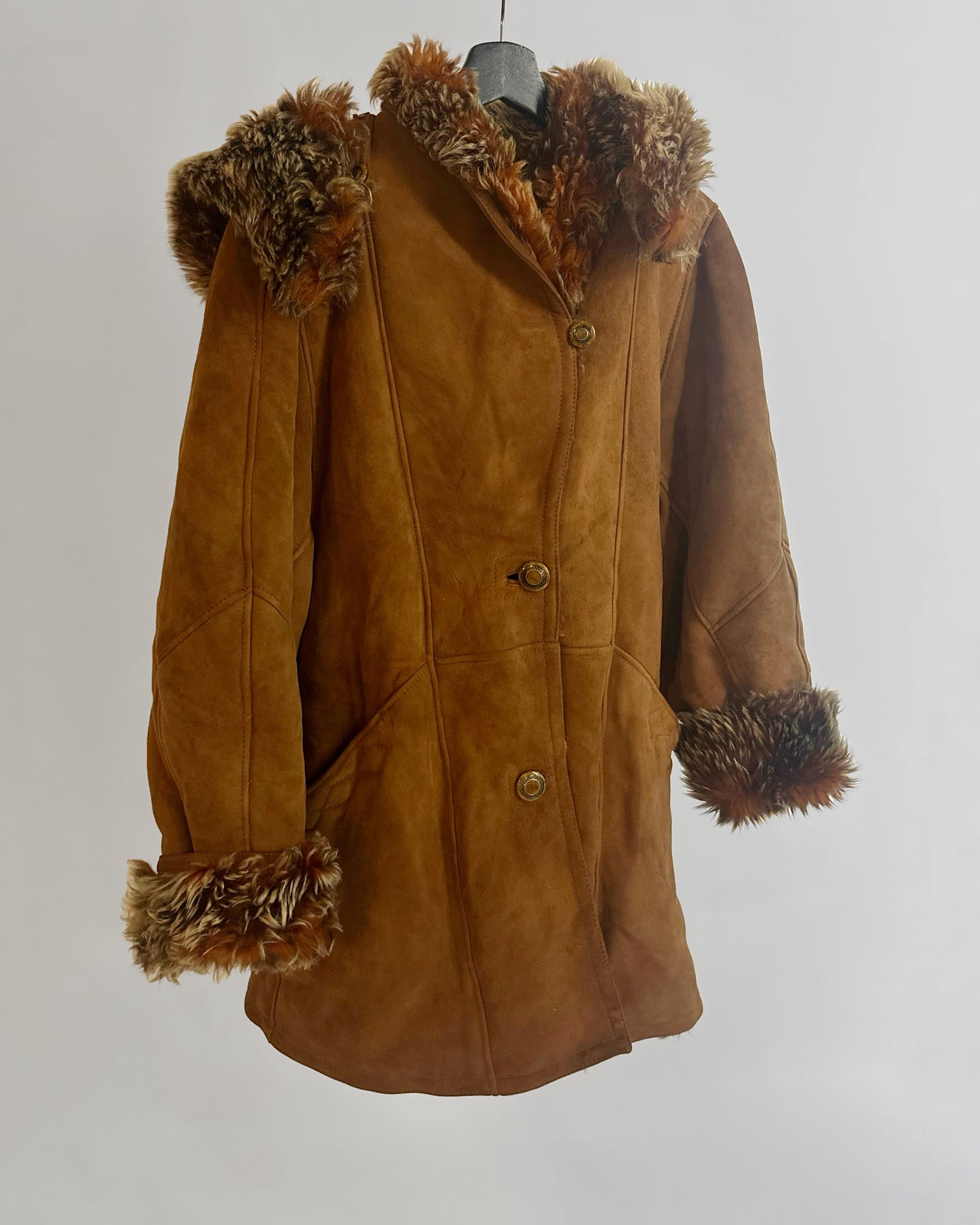 70s Shearling Coat with Detachable Hood
