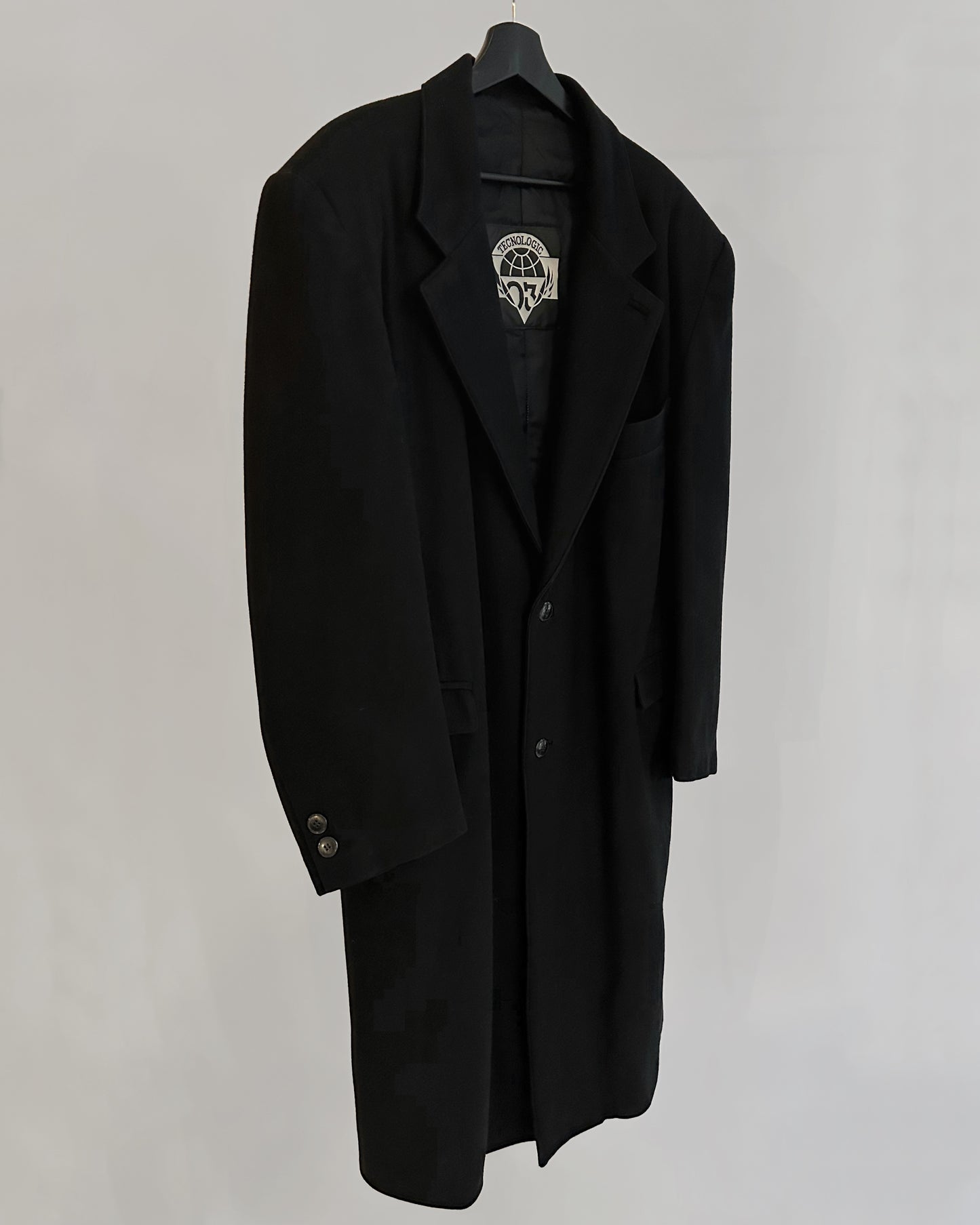 80s Black Wool Coat