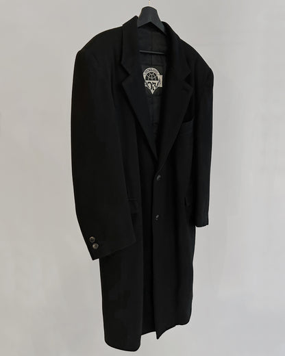 80s Black Wool Coat