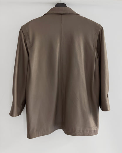 Vintage 1990s Taupe Sheepskin Leather Jacket