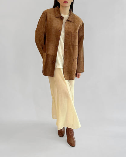 90s Brown Suede Overshirt Jacket – Made in Spain