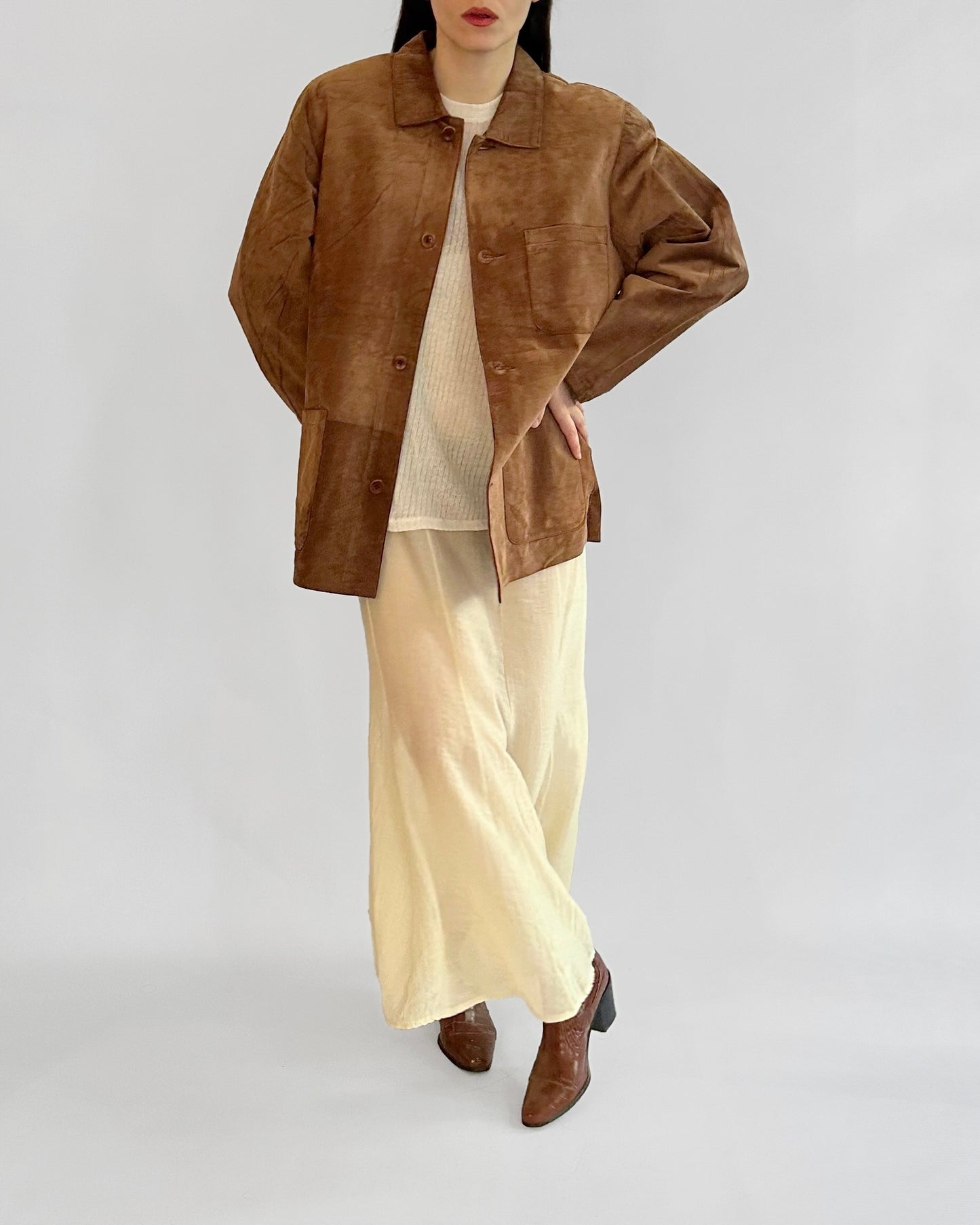 90s Brown Suede Overshirt Jacket – Made in Spain