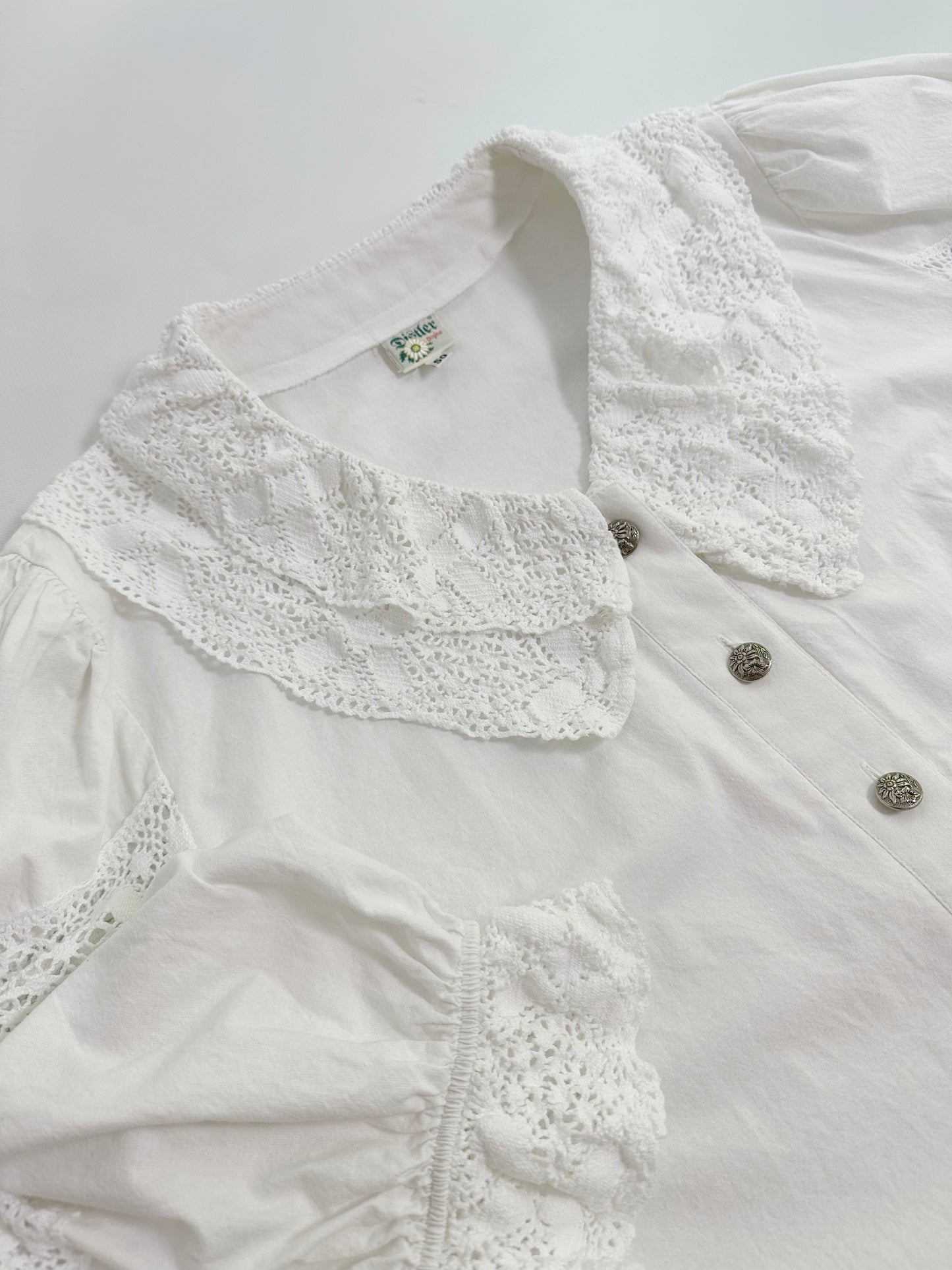 80s White Cotton Dirndl Blouse