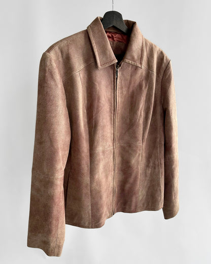 2000s Dusty Pink Washed Nappa Leather Jacket