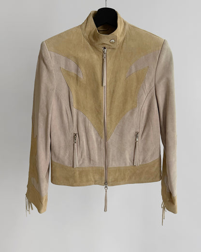 Y2K Western Lace-Up Suede Leather Jacket