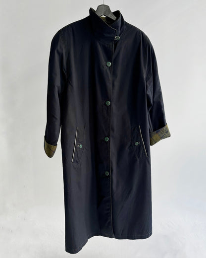 90s Navy Cotton Trench Coat