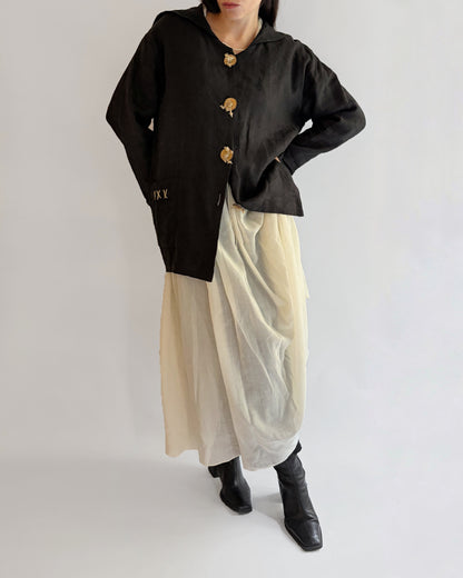 Vintage French Linen Sailor Collar Jacket
