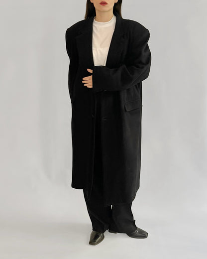 80s Black Wool Coat