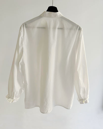 80s White Lace Trim Blouse