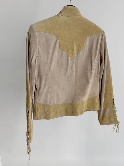 Y2K Western Lace-Up Suede Leather Jacket