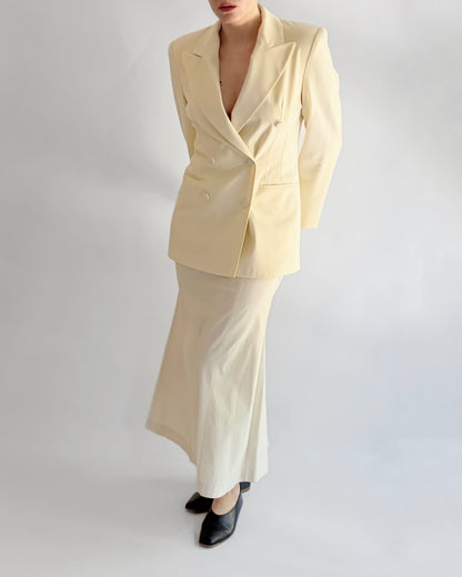 Vintage 1990s Cream Double Breasted Blazer - Made in Italy