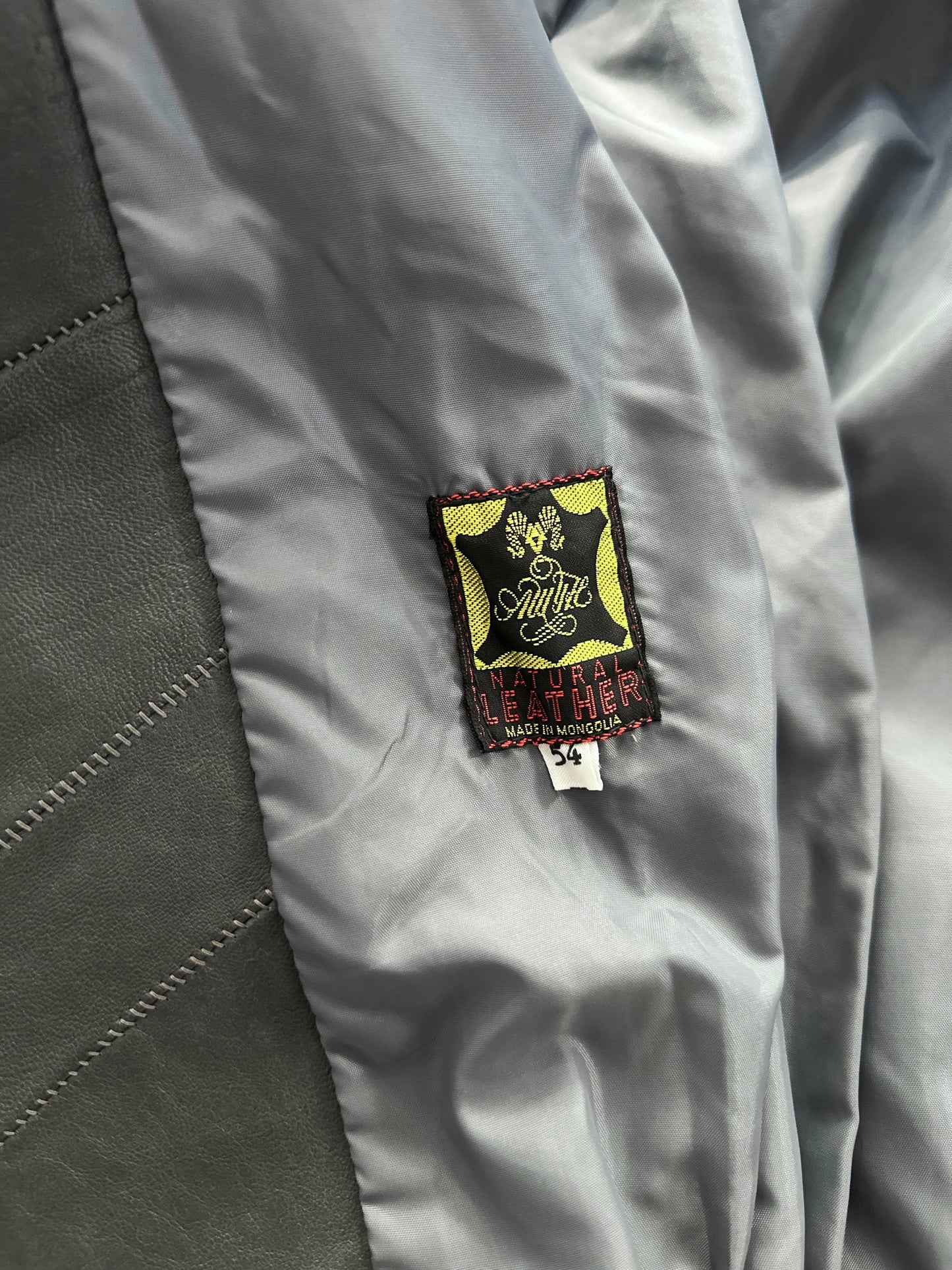 80s Grey Patchwork Leather Bomber Jacket