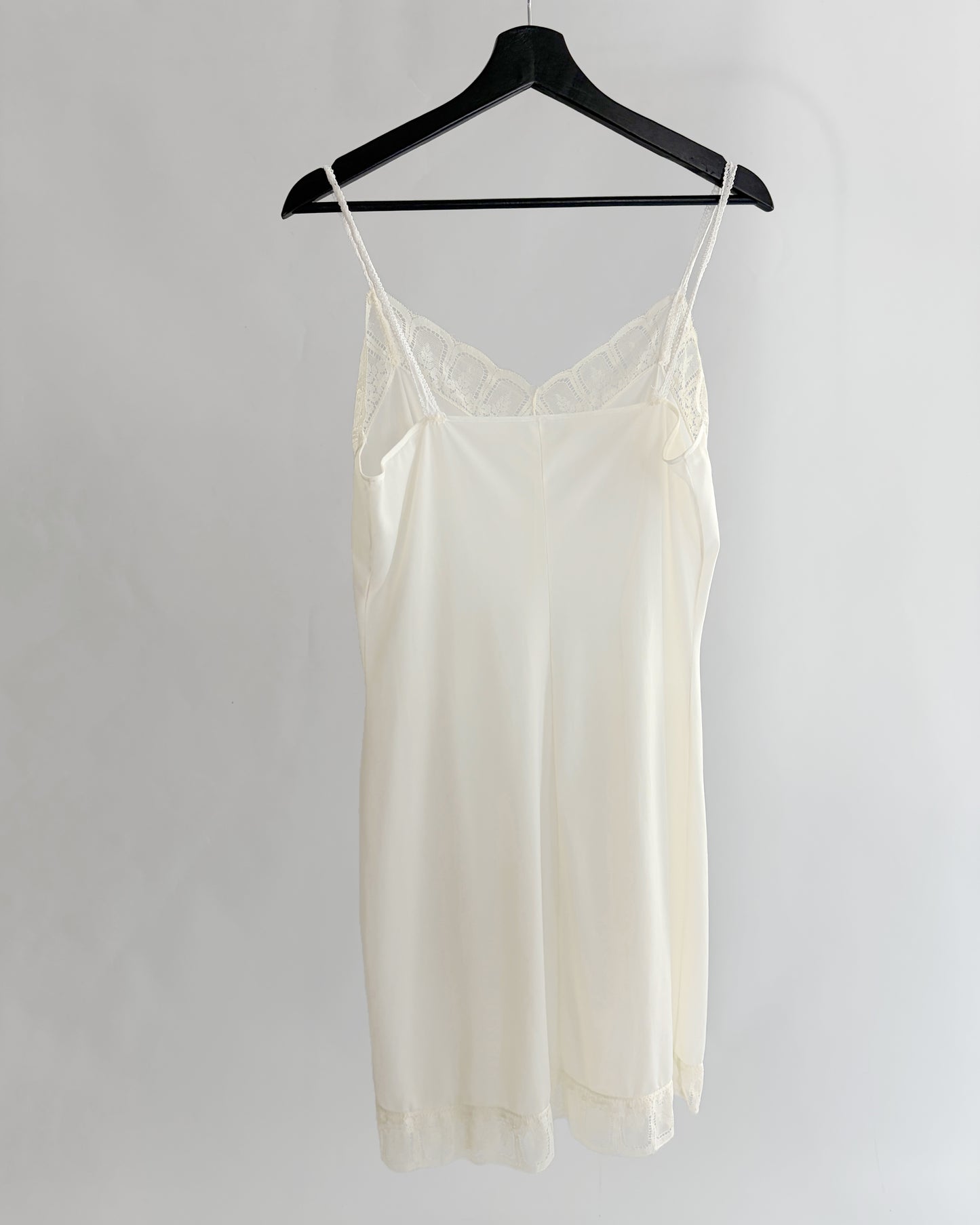 Vintage 1960s Ivory Semi-Sheer Nylon Full Slip Dress