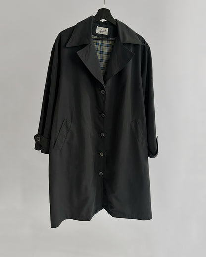 80s Grey Navy Belted Trench Coat