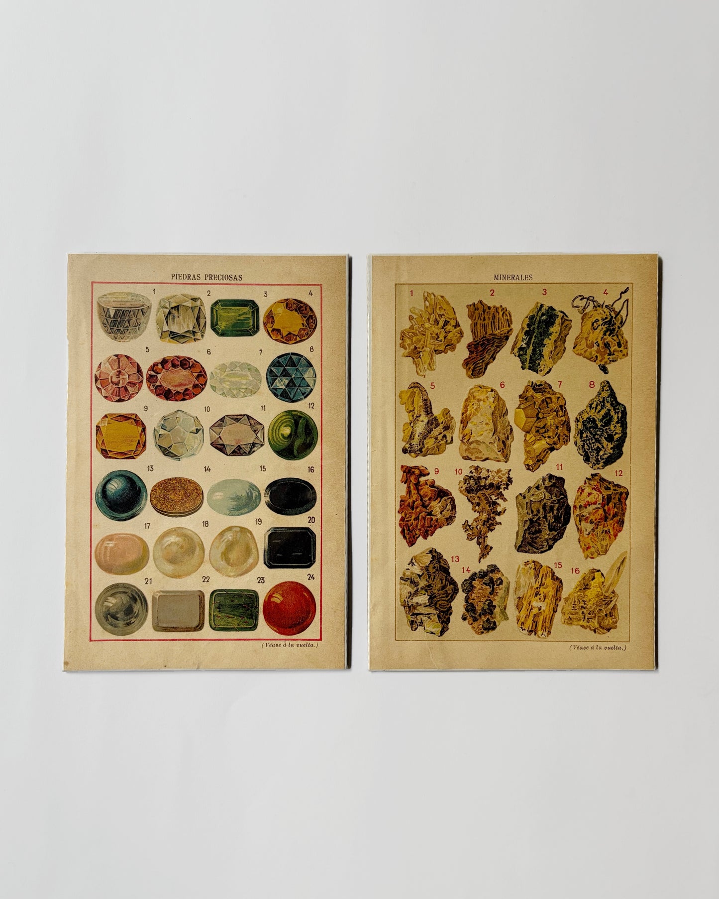 Antique 1914 Lithograph Print Set – “Minerals & Gemstones"
