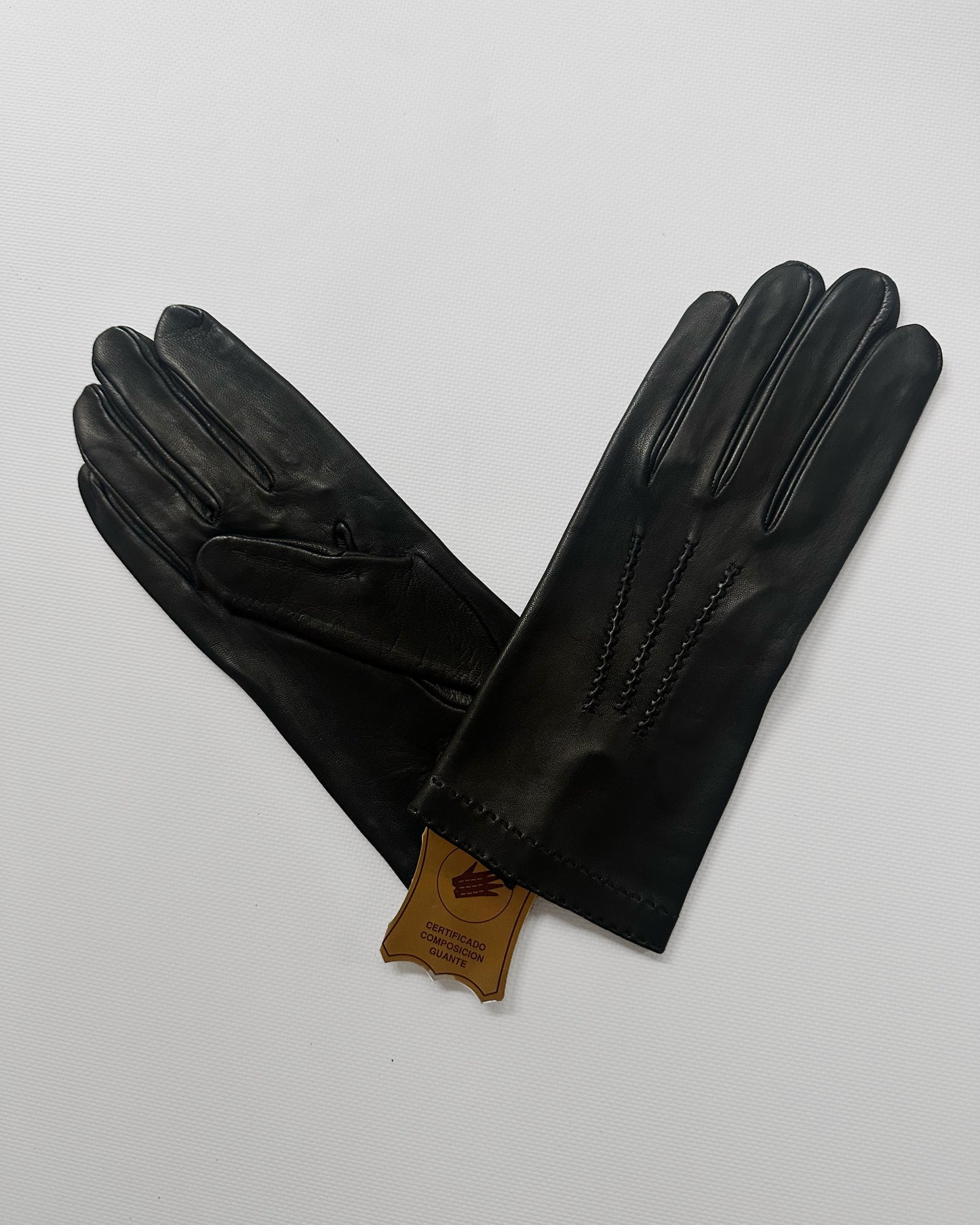 90s Black Leather Gloves - Size 8 1/2, NOS