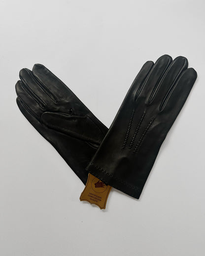 90s Black Leather Gloves - Size 8 1/2, NOS